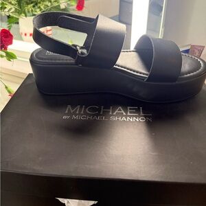 Michael Shannon Black Platform Sandals